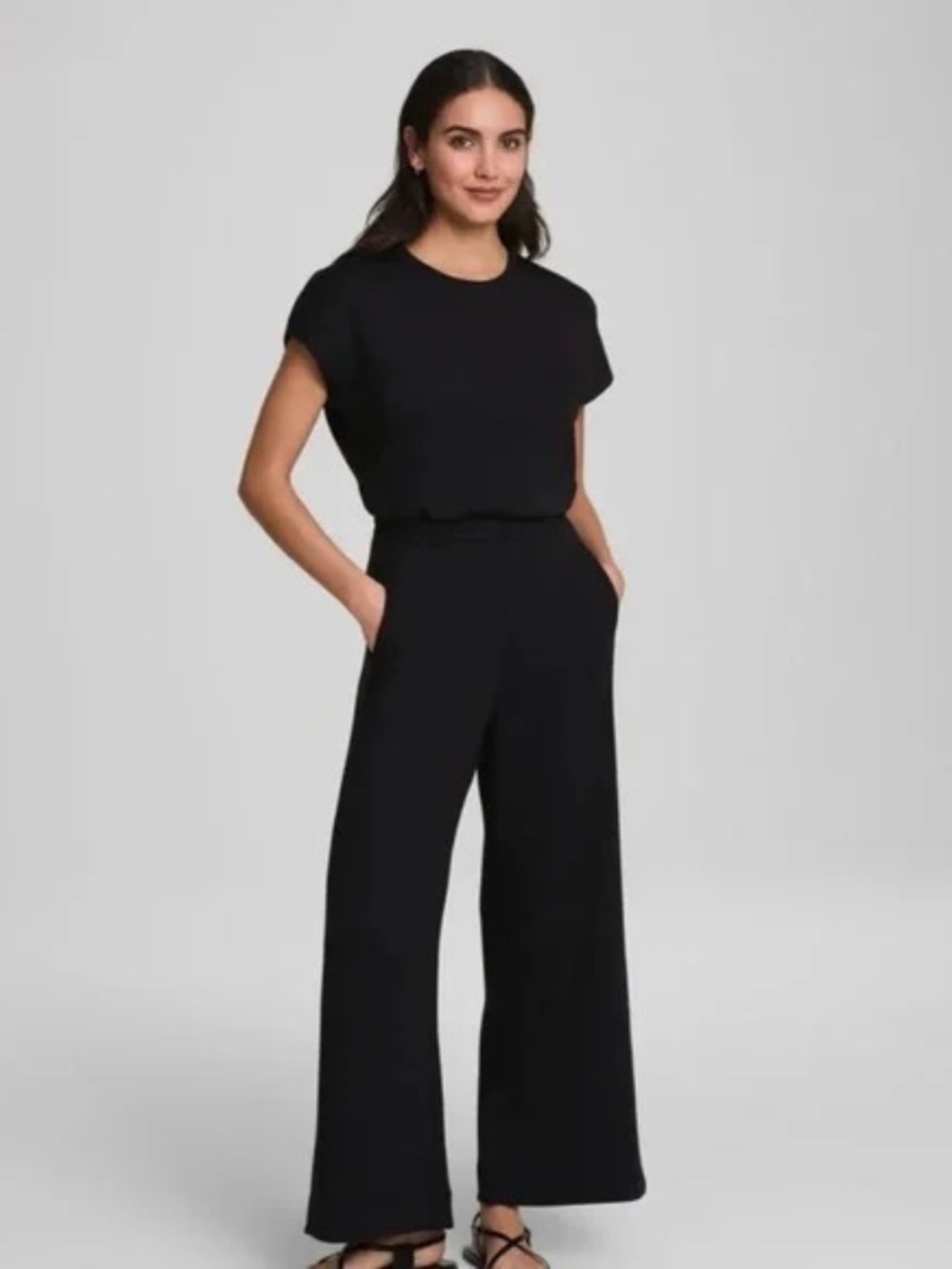 Spanx Air Essentials Cropped Jumpsuit - Black - Medium